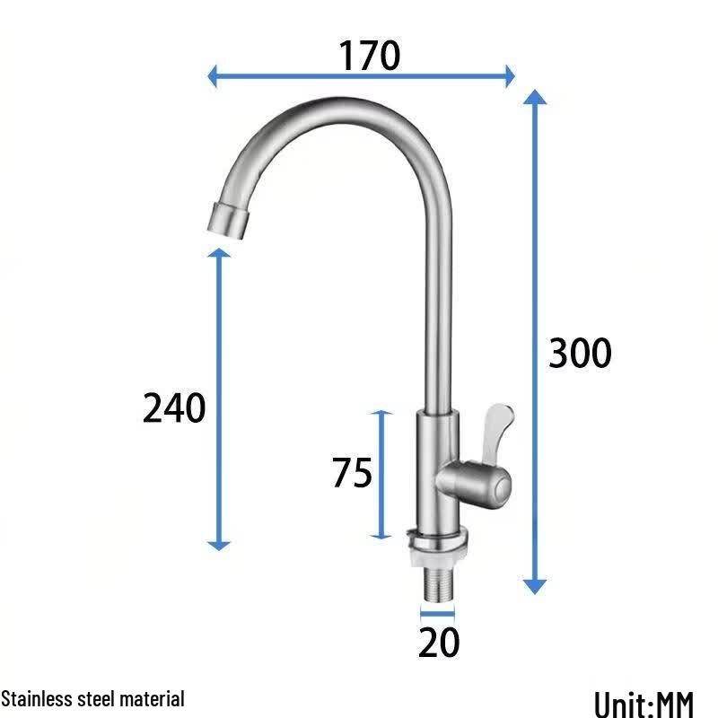 Baimengyang Stainless Steel Single Cold Swivel Kitchen Faucet