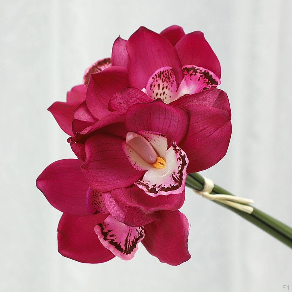 Artificial Cymbidium Orchid Moisturizing Realistic Decor Long Stem for Home Wedding Her Wife