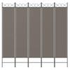 350156 vidaXL Cloison de séparation 5 panneaux Anthracite 200x200 cm Tissu