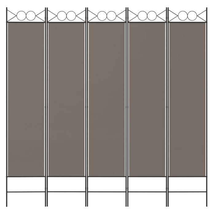 350156 vidaXL Cloison de séparation 5 panneaux Anthracite 200x200 cm Tissu