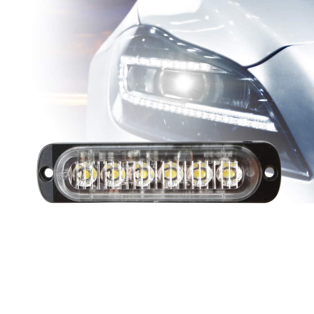 VORCOOL Strobe Light Emergency Strobe Light 18W 12-24V 6LED LED Car Strobe Flashlight Warning Light Universal Emergency Lamp (White)