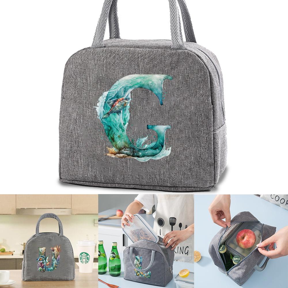 Wasserdichte Oxford Reißverschluss Isolierte Lunchtasche Tragbar Lebensmittelisolierung für Erwachsene Reisen Fisch Buchstaben Druck Box Picknick