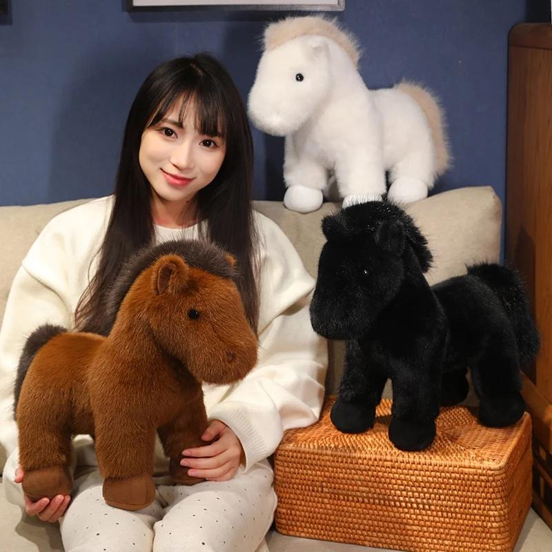 Realistic Pony Plush Toy Ultra Soft Lifelike Horse Stuffed Animal Baby Doll Perfect Gift for Kids Christmas Birthday Surprise