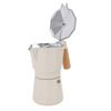 Stovetop Coffee Pot White 6 Cup Aluminum Single Valve Mocha Pot with Wooden Handle for Gas Stoves Electric Stoves
