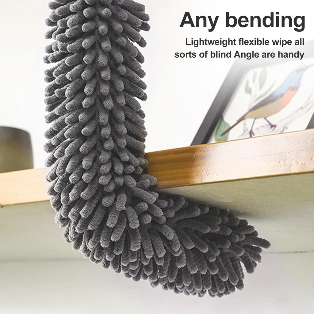 9Pcs Microfiber Feather Duster Brush Set Extendable Telescoping Pole Bendable Chenille Dusters Washable Household Cleaning Tools