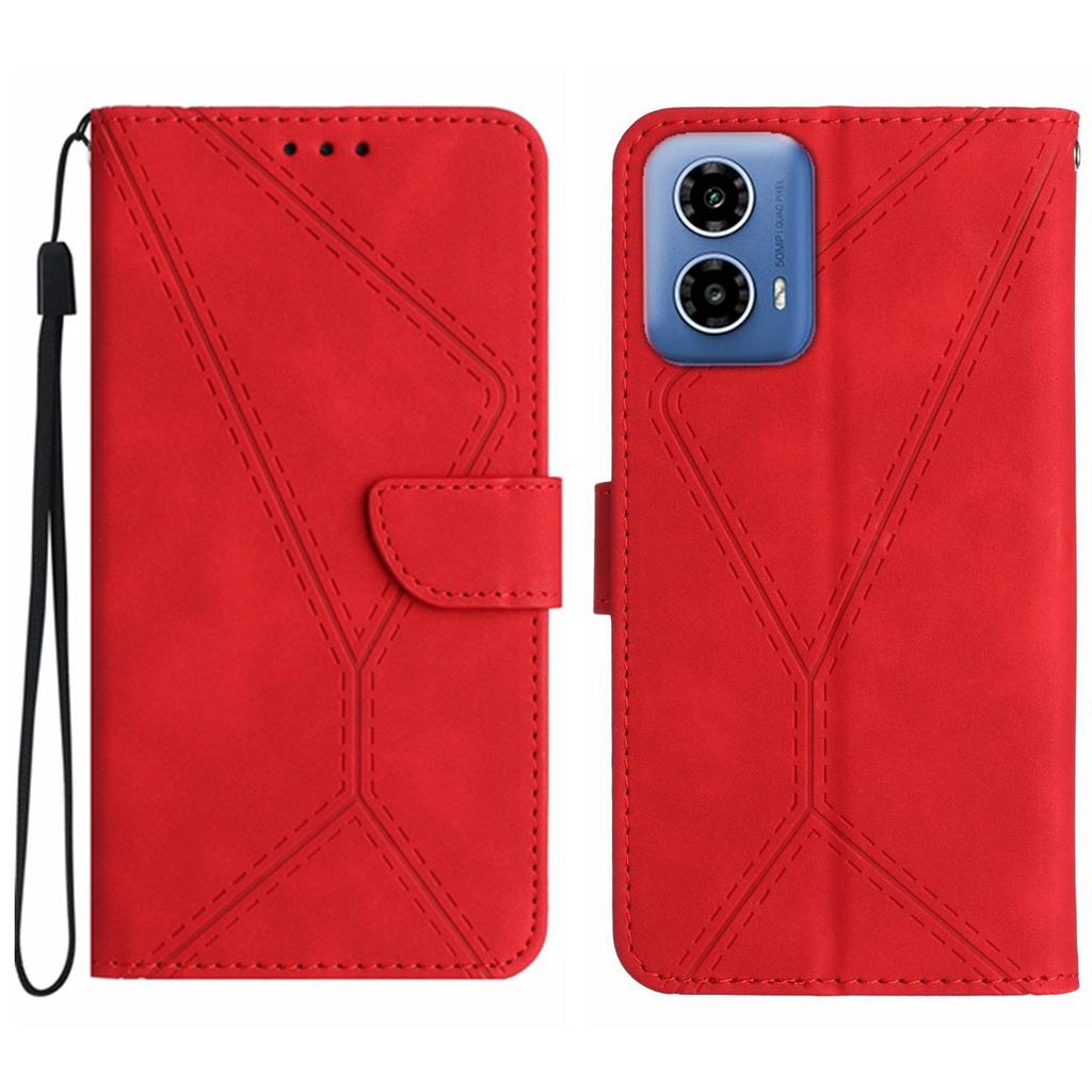 HT05 For Motorola Moto G45 5G/G34 5G Case Skin-Touch Leather Imprinted Lines Phone Cover