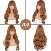 XINRAN Long Wavy Wigs for Black Women African American Synthetic Hair Pink Brown Wigs with Bangs Heat Resistant Wig