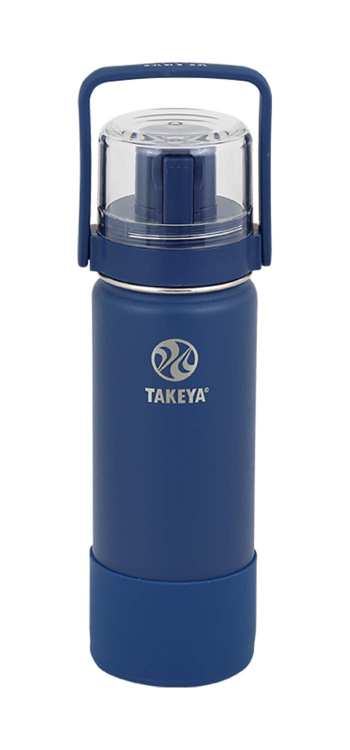 

[Official Takeya] Takeya Flask Go Cup 0.52L Dark Blue with Cup, Stainless Steel Water Bottle, 520ml TAKEYA