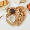 Practical Multipurpose Rubberwood Heart Shape Tray for Dessert Coffee Serving or Decorative Display for Home Cafe