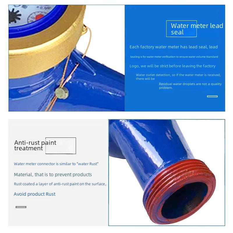 Hushållsvattenmätare med roterande vinge för hyresbostäder, 4 eller 6 punkter, backspärr.