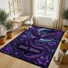 Dragon Phoenix Theme Crystal Velvet Rug Personalized Custom Name Text Soft Floor Mat Home Decor
