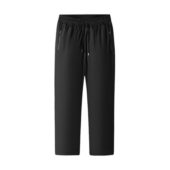 

Зимние мужские брюки среднего возраста из утолщенного флиса с эластичной резинкой на талии, большие размеры, тепло XL чёрный