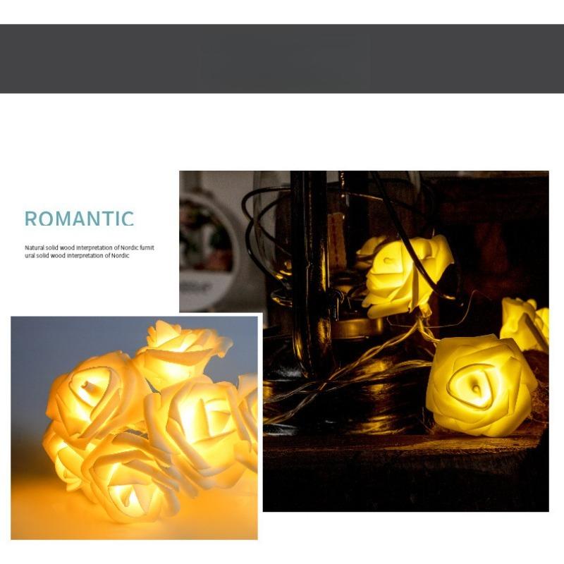 Pink Rose String Lights For Bedroom Battery Operated Flower LED Lights For Outside Romantic Home Dorm Room Festival Fairy Lights