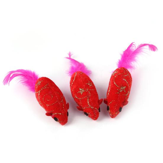 Cat Toy Built-in Catnip Plush Mouse Interactive Toy Cat Teaser Pet Feather Toy New Year Gift