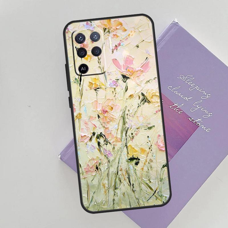 Oil Painting Flowers Case For Oppo A15 A16 A17 A52 A72 A76 A96 A74 A94 A53 A54S A57S A58 A78 A98 A77 Phone Cover