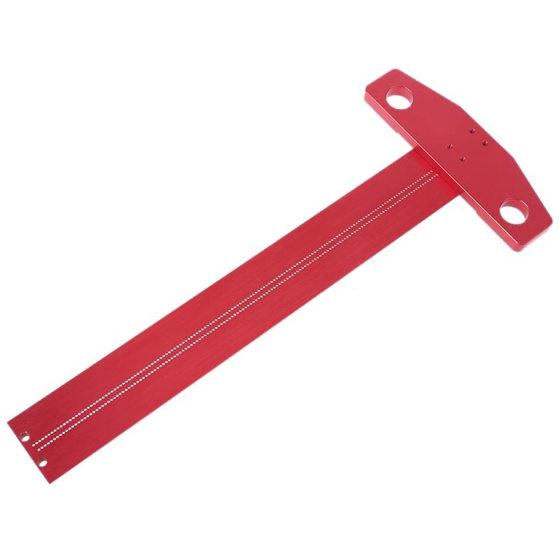 Precision Marking T-Ruler Aluminum Alloy Woodworking Scribe Marking Gauge Deluxe Crossed-out Hole Scribe Ruler 300/400mm