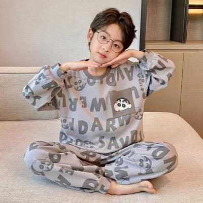 Boys Cotton Pajama Set Thin Sleepwear Kids 10 Years Old Cartoon Print Home Wear