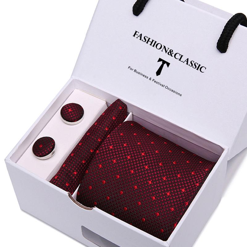 Men's Tie Gift Set: Striped & Polka Dot Tie, Pocket Square, Cufflinks