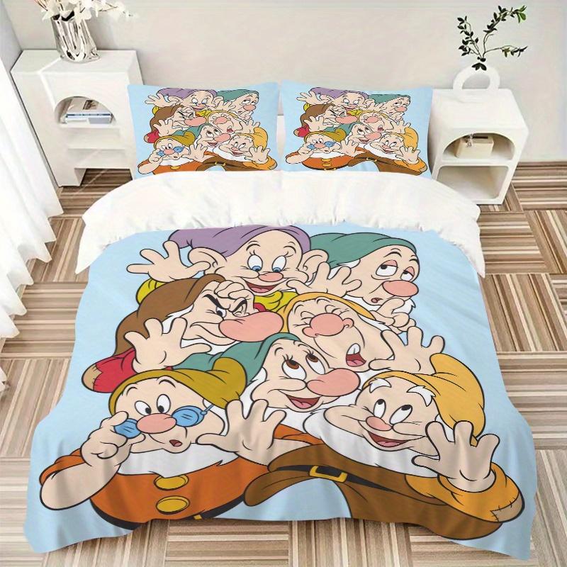 3pcs Happy Dwarfs Bedding Set, Including 1 Quilt Cover and 2 Pillow Shams, Without Filling, Soft and Comfortable Home Bedroom Fabric, Fashionable