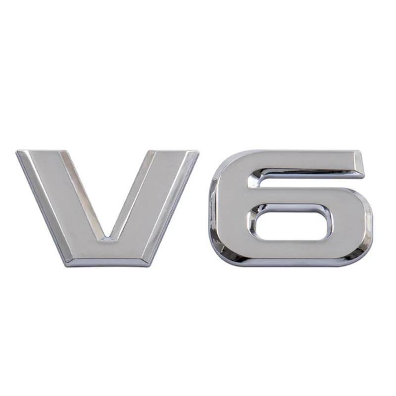 3D металлический V6 V8 логотип эмблема автомобиля значок наклейки наклейка для To-yota FJ Land Cruiser Highlander JE-EP Wrangler крыло багажник аксессуары V6 серебряный