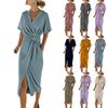 Women's Casual And Stylish Short-Sleeve Fitted Tie-Front Dress