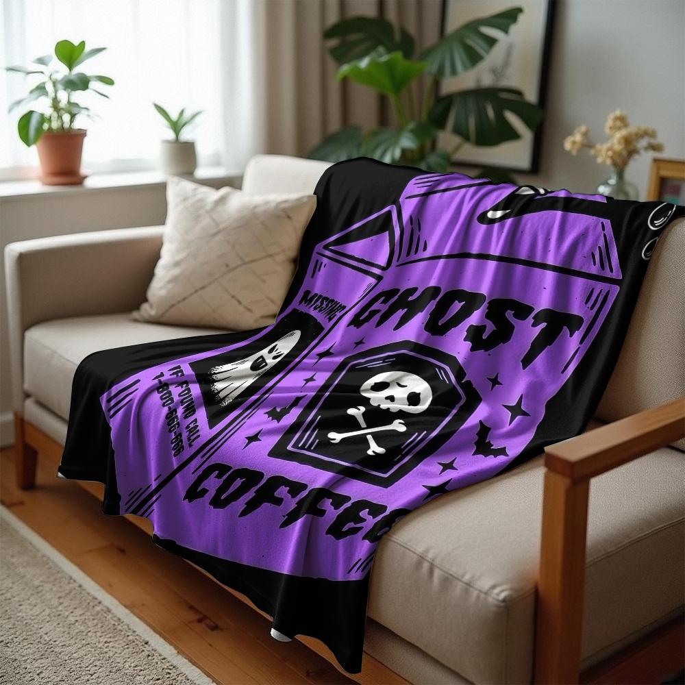Ghost Cat Cartoon Cartoon Anime Print Flannel Blanket Soft Warm Throw for Kids Bedroom Sofa Christmas Office Car
