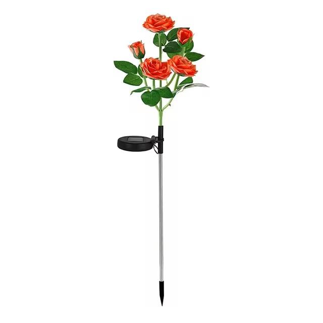 5 Head LED Solar Simulation Rose Flower Solar LED Light Garden Yard Lawn Night Lamp Landscape Garden Home Christmas Decoration Flowers