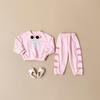 Children's Wear 2026 Spring/Autumn Heart Print Top & Bowknot Pants Girls' Set