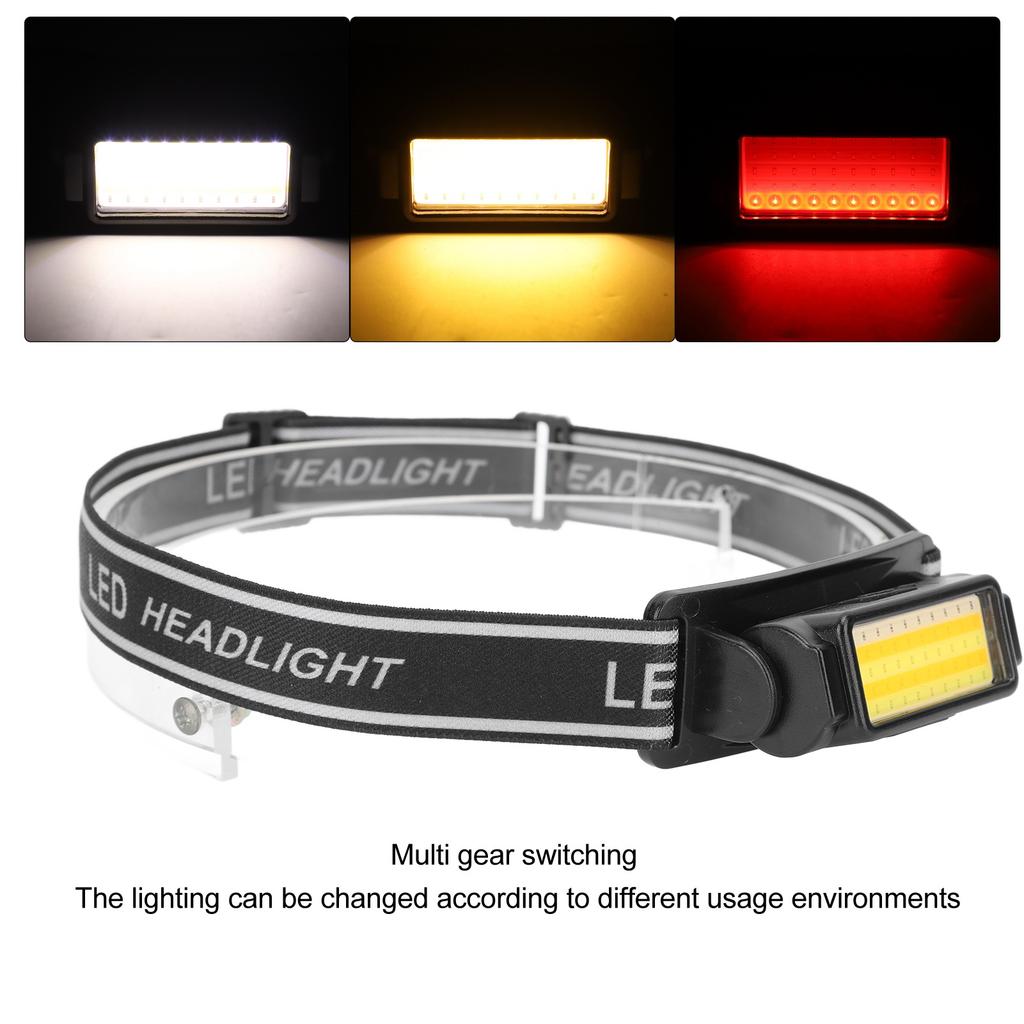 Headlamp Flashlight Waterproof Multifunctional USB Rechargeable with Adjustable Band for Night Fishing Cycling
