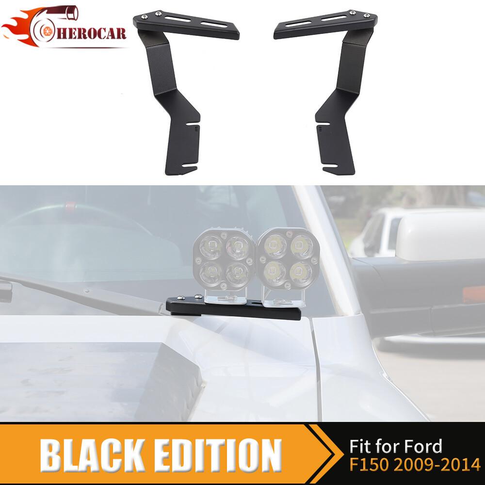 2PCS Front Engine A-Pillar Hood Ditch Light Pods Mount For Ford F150 2009-2014