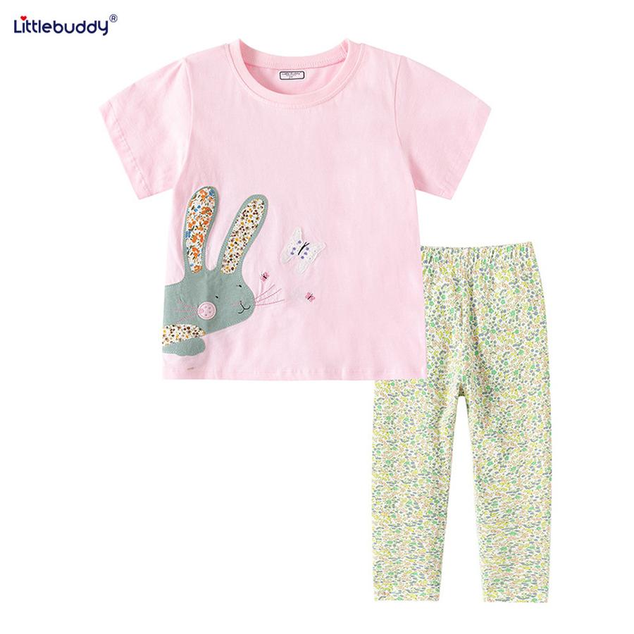 Littlebuddy Summer Kids T-Shirt Set 2-7 Years Old, 2-Piece Outfit, Round Neck Short Sleeve