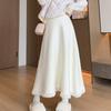 Women Knitted Skirt A-line Mid Long Female Retro Thickened Large Skirt High Waisted Slimming Autumn Winter Skirts