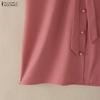 ZANZEA Women Turn Down Collar Loose Casual Short Sleeve Blouse