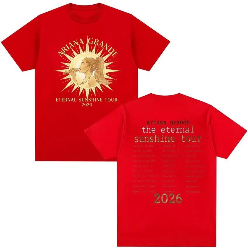 2026 Ariana Grande Eternal Sunshine Tour Pattern TShirt Mens and Womens Harajuku Retro Cotton Streetwear TShirt