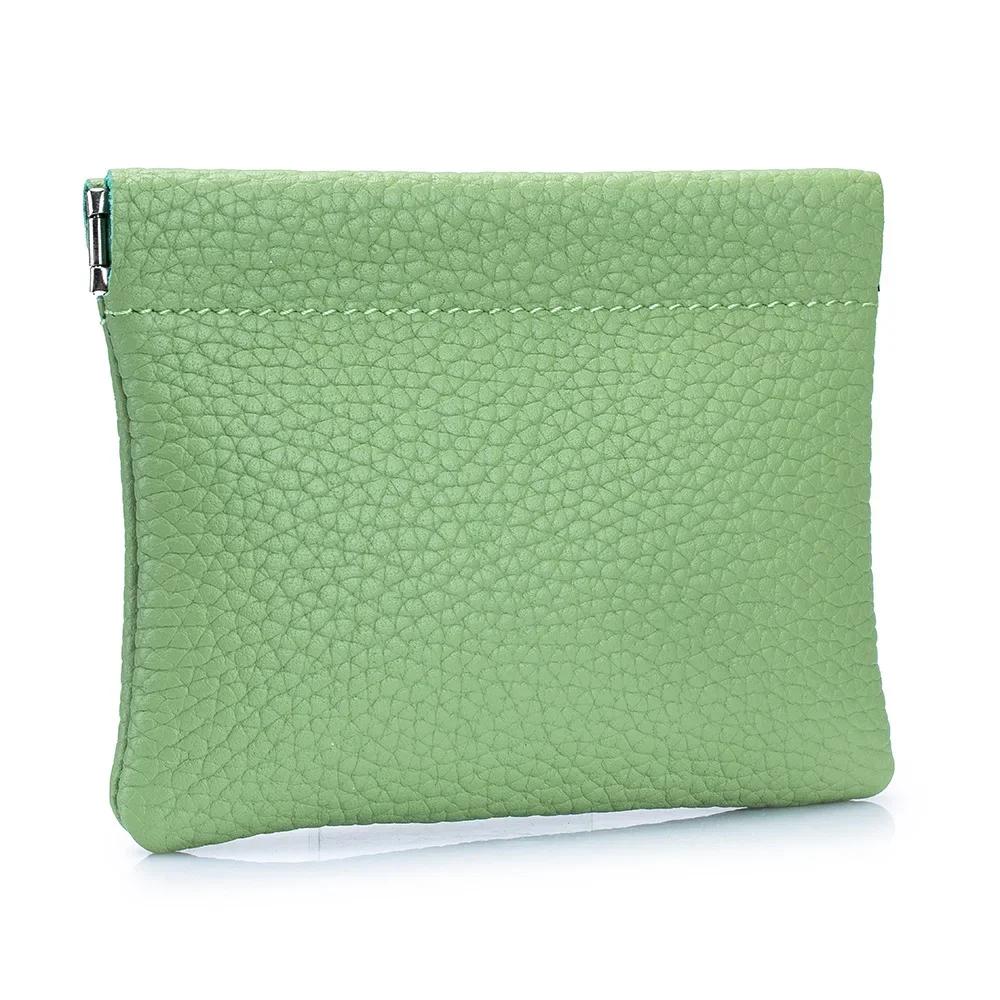 Mini Coin Purse Genuine Leather Small Coin Wallet Pebble Pattern Leather Squeeze Coin Purse Pouch Change Holder for Men & Women