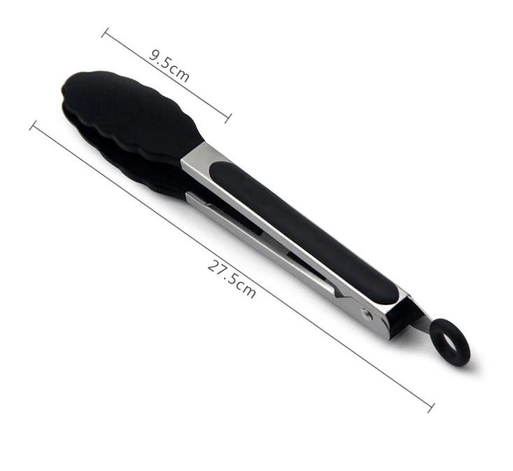 

9-дюймовые щипцы для еды из нержавеющей стали, силиконовые термостойкие зажимы для приготовления пищи, инструменты для барбекю, салата, хлеба, кухонные аксессуары