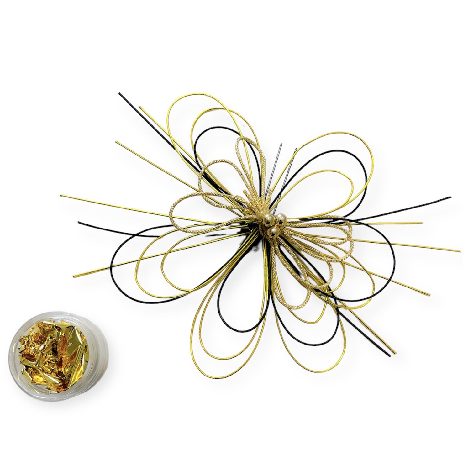 

Black and Gold Mizuhiki Hair Ceremony Hair Gold Flower and Gold Headpiece for and Ornament, Coming-of-Age Accessory, Leaf, Kimono, Graduation,