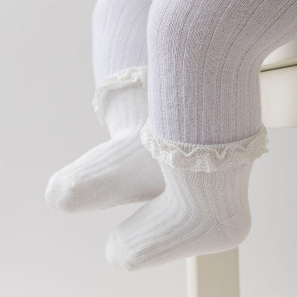 5Pairs Lace Baby Ruffle Socks Cotton Toddle Walking Socks Sweet Kids Tube Sock  Princess