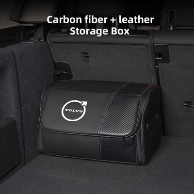Organisateur de coffre de voiture Boîte de rangement en cuir fibre de carbone Outils Pour XC90 V90 V60 XC60 V40 EC40 EX40 S80 S60 S90 C40 XC40 V70 XC