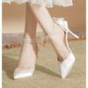 New Women Thin Heel Hollow Sandals Woman Pearl Butterfly Pointed Toe High Heels Pumps Womens Drees Shoes Wedding Shoes