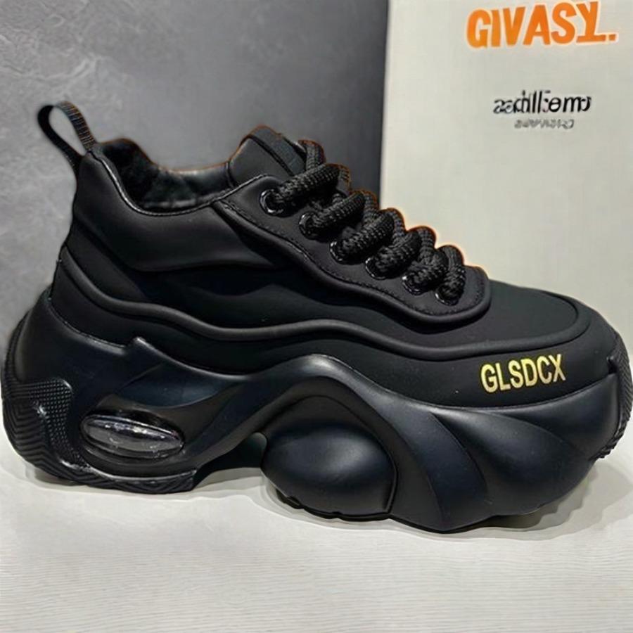 

Мужская обувь дизайнерского стиля 2025 года, осенне-зимняя, удобные мужские кроссовки на толстой платформе, модная повседневная обувь, спортивные кроссовки, теннис 44 чёрный