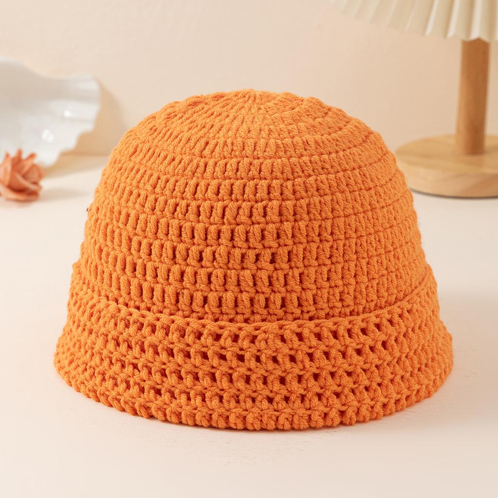 Handmade Crocheted Watermelon Skin Woolen Hat Women'S Knitted Hat Warm And Thick Ear Protection Hat Solid Color Cold Hat