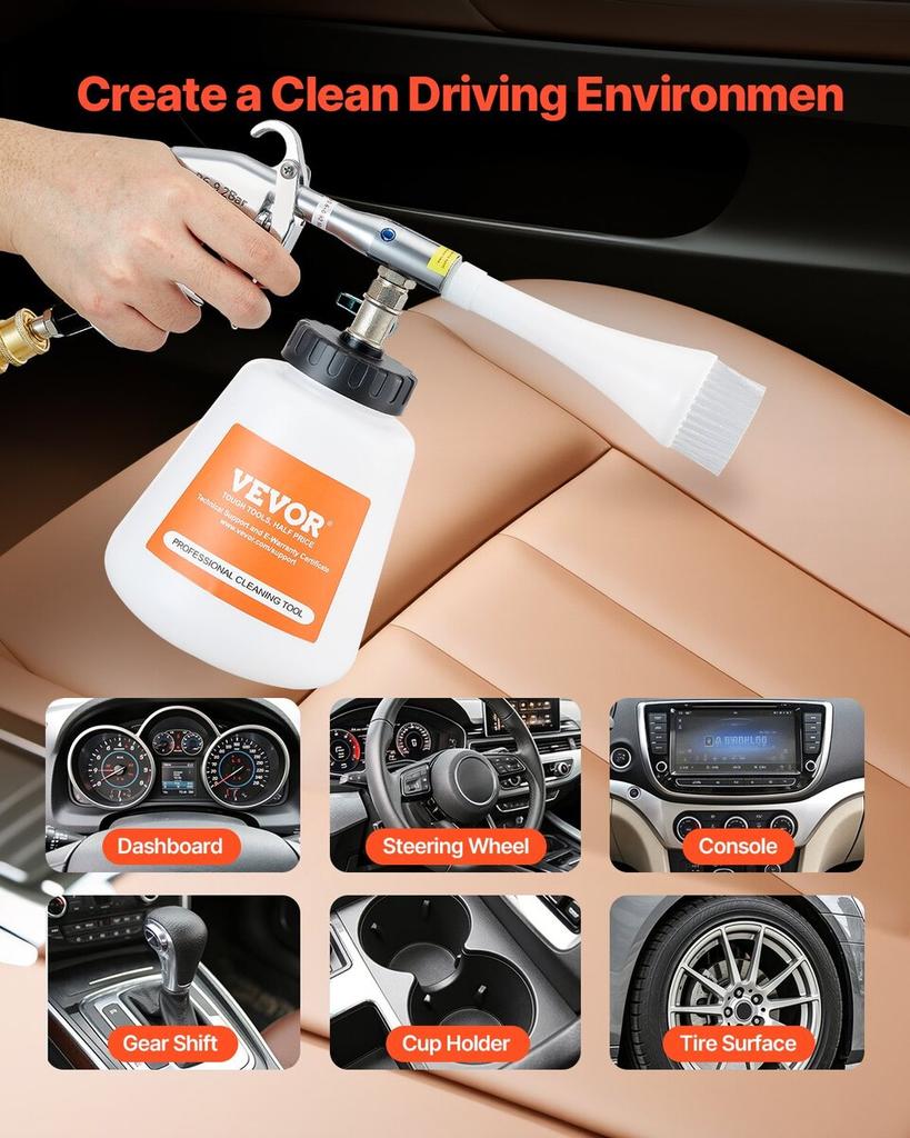 Car Cleaning Gun 6-9.2Bar High-Pressure Air Blow Gun 1L Liquid Bottle