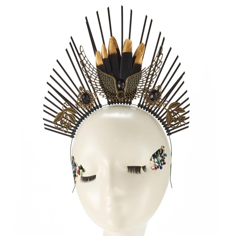 Lolita Crown Headband Halo Goddess Headpiece Lolita Halo Crown Headband Baroque Tiara Crown Gold  Halo Hair Hoop
