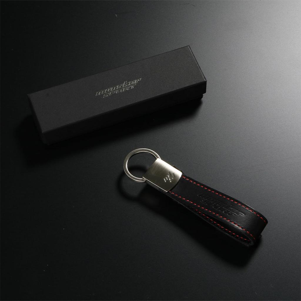 MONSTER SPORT Leather with Presentation Made In Genuine Leather Key Keychain, Black, Box, Japan, (Cowhide Leather), Strap, 992100-0000MK