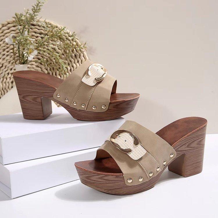 

2025 foreign trade 2025 large size women s shoes thick heel rivet waterproof table fashion women s shoes 43