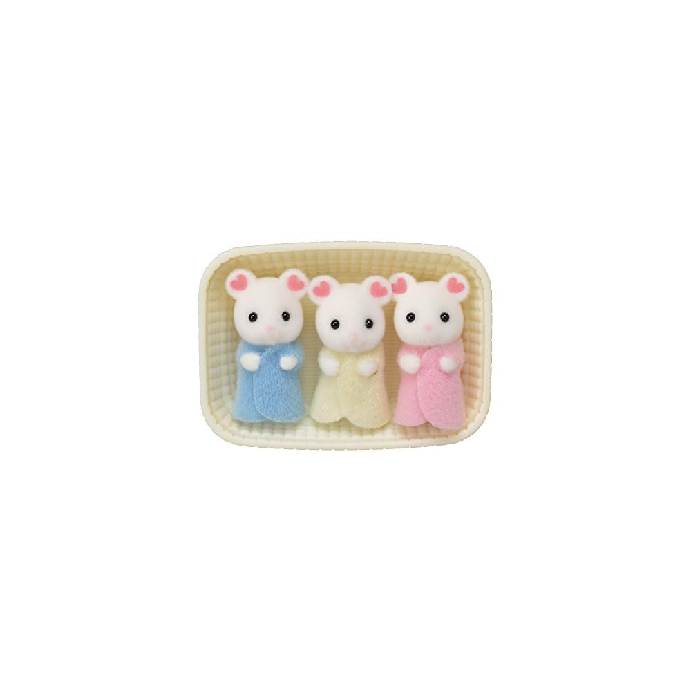 Sylvanian Families Marshmallow Mouse Triplet Doll Toy for Dollhouse 3 Years and Up EPOCH