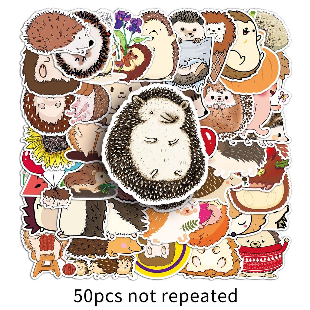 Hedgehog Graffiti Cartoon Stickers - 50 Cute, Waterproof Animal Designs for DIY Projects