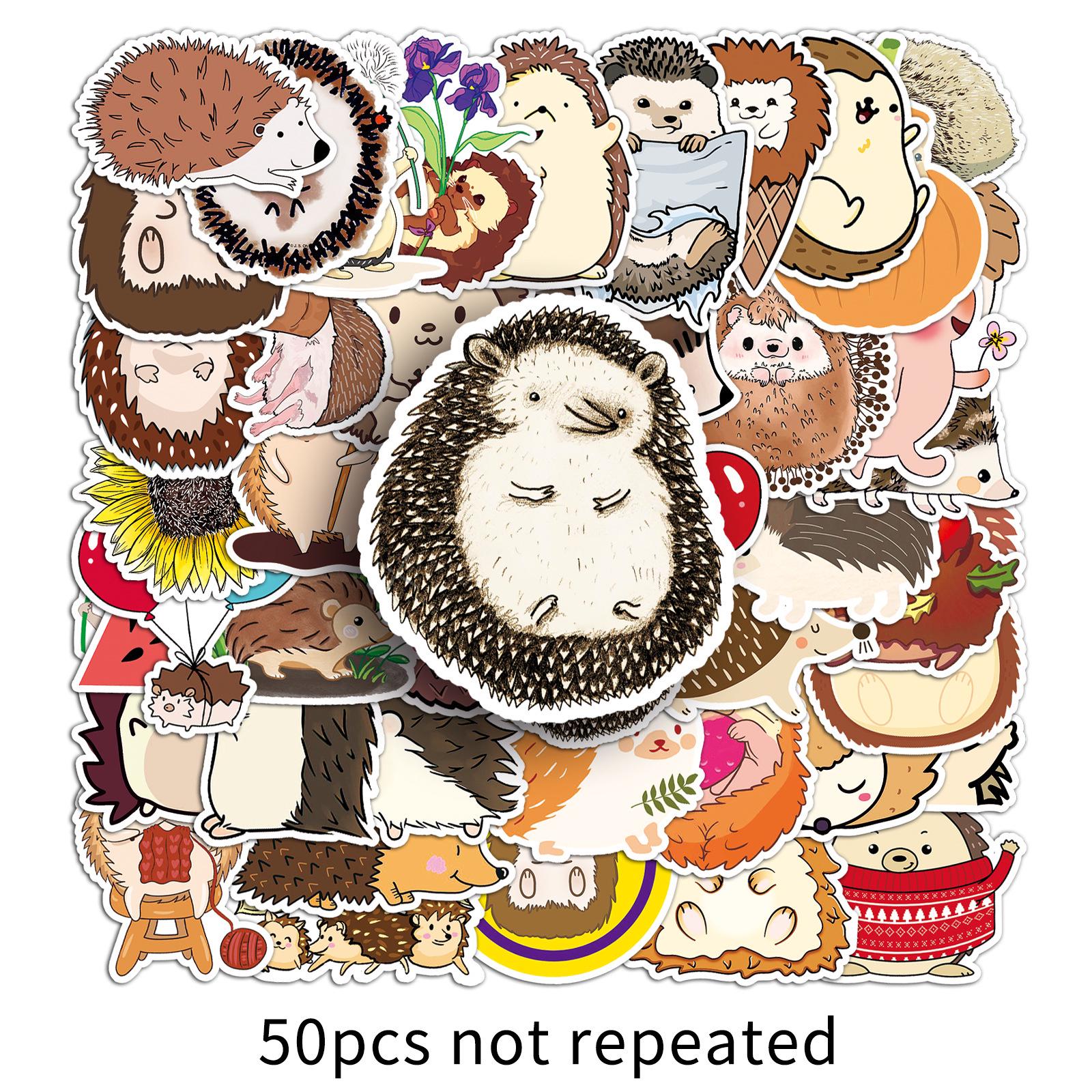 Hedgehog Graffiti Cartoon Stickers - 50 Cute, Waterproof Animal Designs for DIY Projects