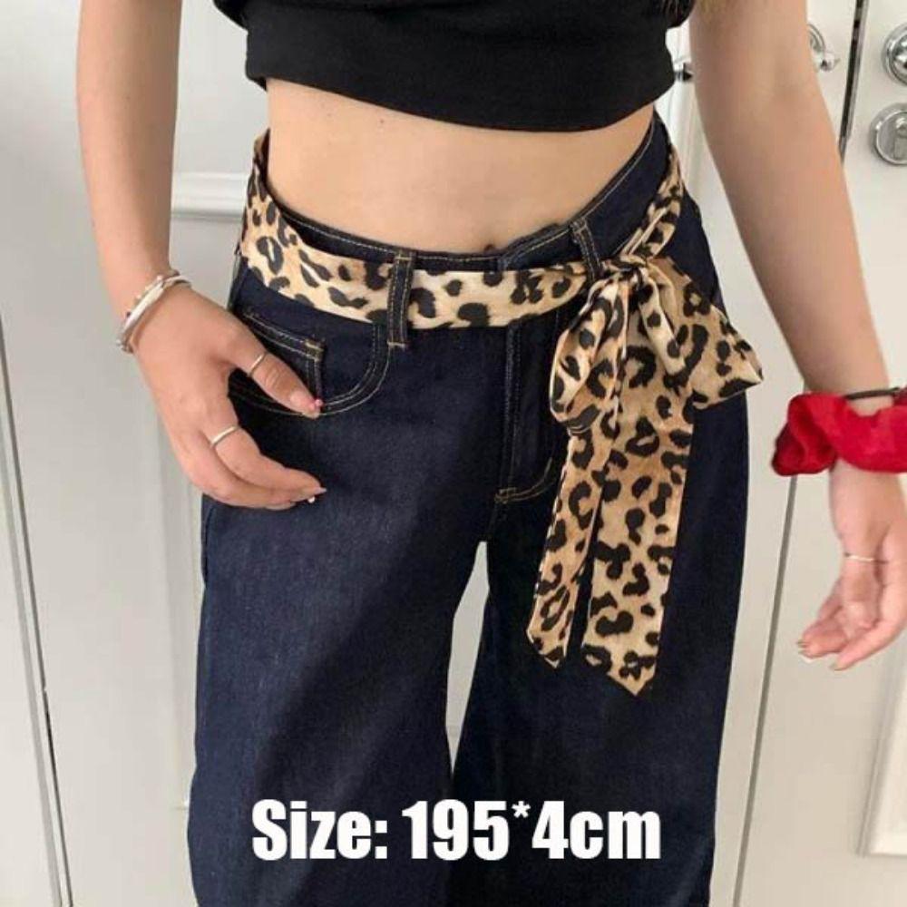 195*4cm Long Neck Scarf Leopard Print Women Belt Retro Leopard Scarf Women
